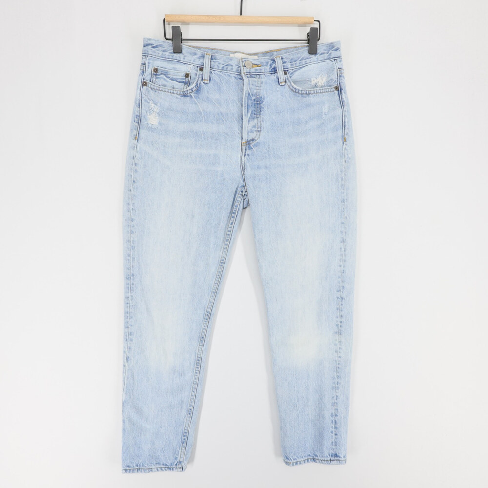 Denim Forum Ex Boyfriend Jeans Womens 29 Blue Light Wash Distressed Button Fly